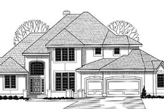 Exterior - Front Elevation for European House Plan #67-194 - 4 bed, 4 bath