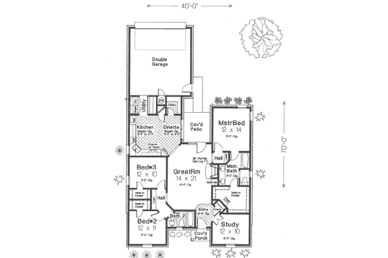 Floor Plan - Main Floor for Traditional House Plan #310-293 - 3 bed, 2 bath