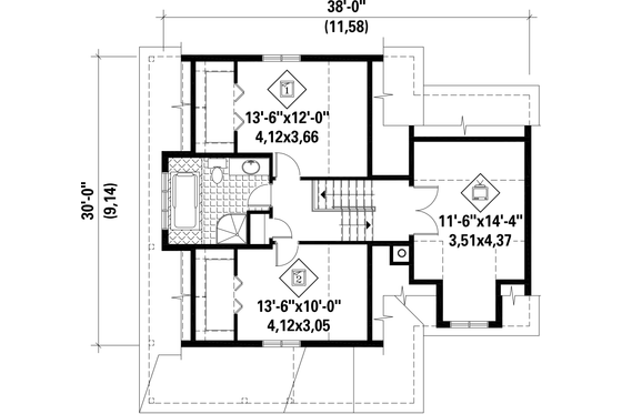 Floor Plan - Upper Floor for Country House Plan #25-4584 - 2 bed, 1 bath