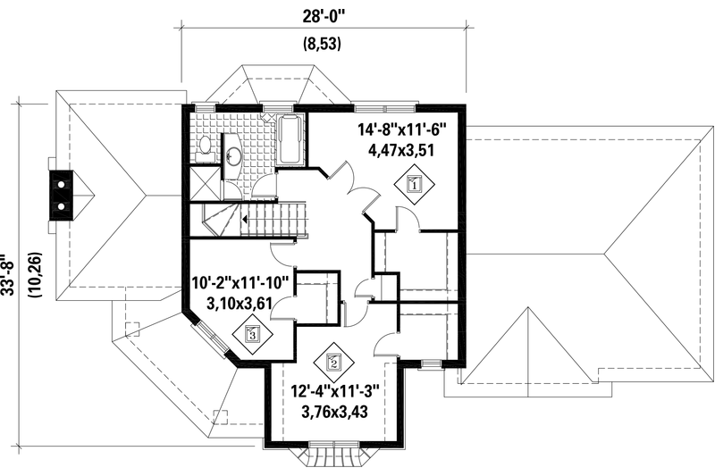 Home Plan - Floor Plan - Upper Floor for Victorian House Plan #25-4674 - 3 bed, 1 bath