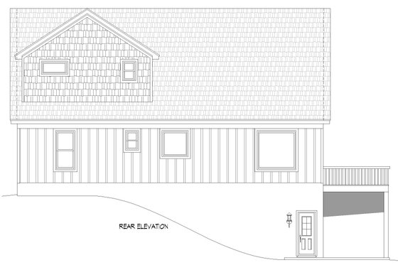 Exterior - Rear Elevation for Farmhouse House Plan #932-555 - 3 bed, 2 bath
