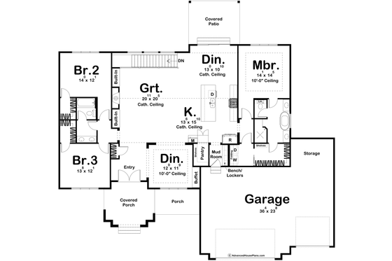Floor Plan - Main Floor for Modern House Plan #455-643 - 3 bed, 2 bath