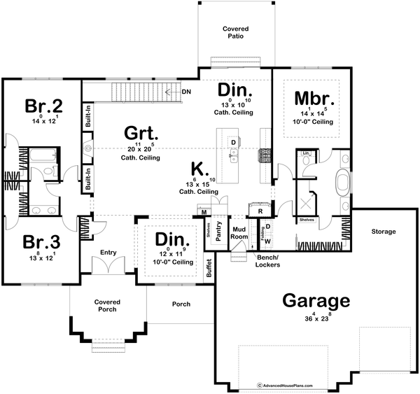 House Design - Floor Plan - Main Floor for Modern House Plan #455-643 - 3 bed, 2 bath