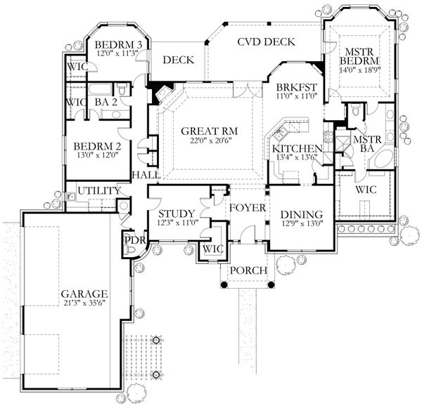 House Blueprint - Mediterranean Floor Plan - Main Floor Plan #80-164