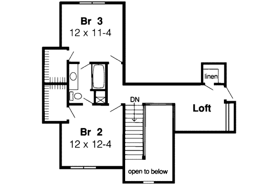 Floor Plan - Upper Floor for European House Plan #312-116 - 3 bed, 2.5 bath
