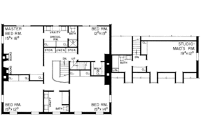 Floor Plan - Upper Floor for Colonial House Plan #72-308 - 4 bed, 4 bath