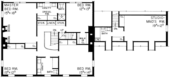 Colonial Floor Plan - Upper Floor Plan #72-308