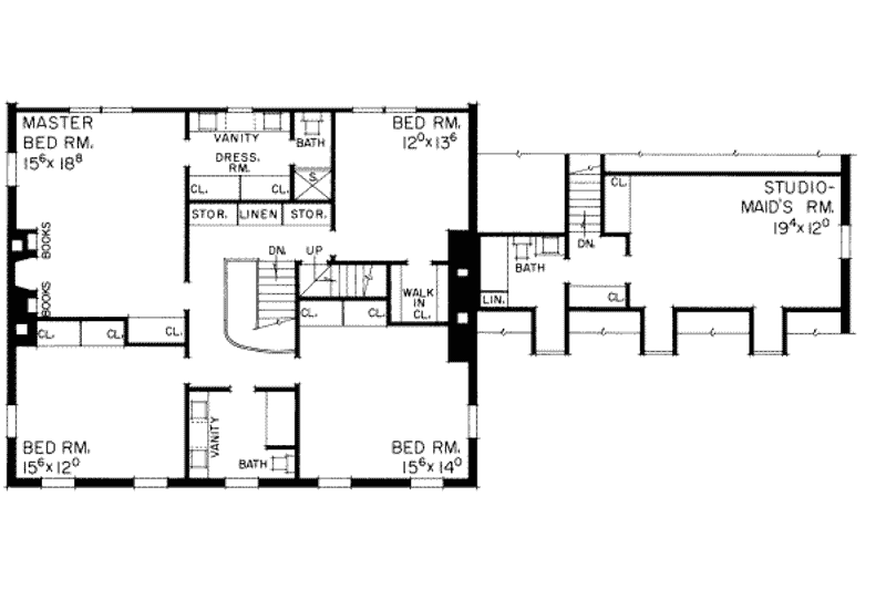 Home Plan - Floor Plan - Upper Floor for Colonial House Plan #72-308 - 4 bed, 4 bath