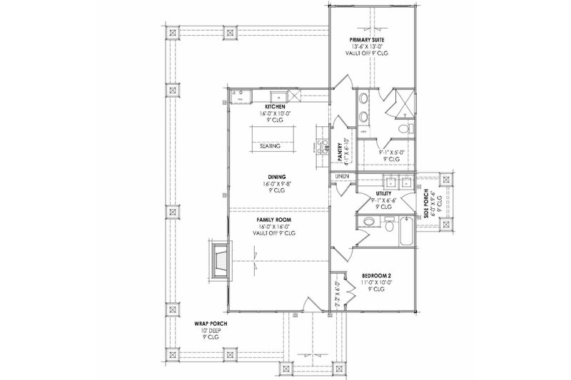 Home Plan - Floor Plan - Main Floor for Craftsman House Plan #1096-154 - 2 bed, 2 bath