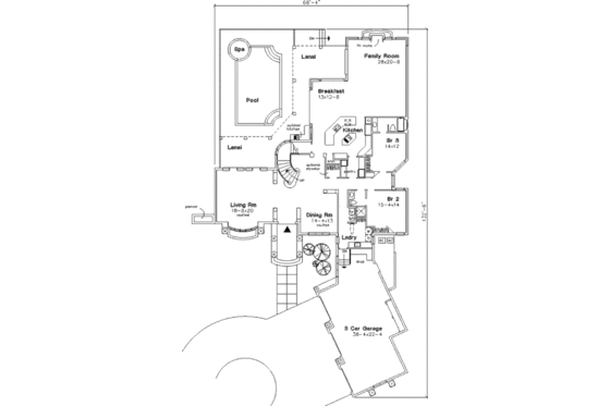 Floor Plan - Main Floor for Mediterranean House Plan #320-384 - 3 bed, 3 bath