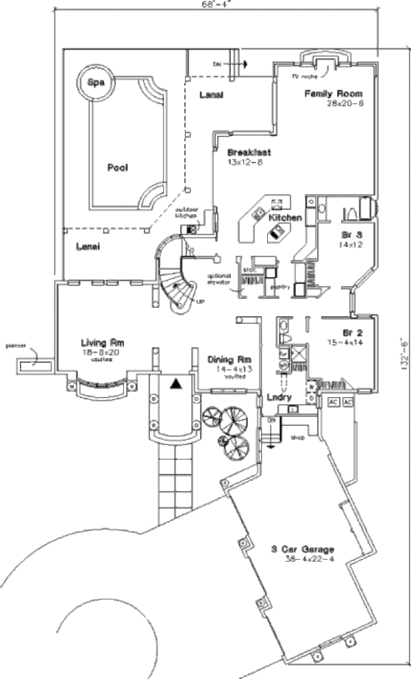 House Plan Design - Mediterranean Floor Plan - Main Floor Plan #320-384