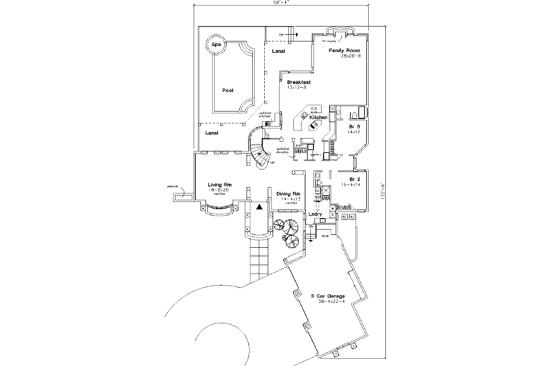 Home Plan - Floor Plan - Main Floor for Mediterranean House Plan #320-384 - 3 bed, 3 bath