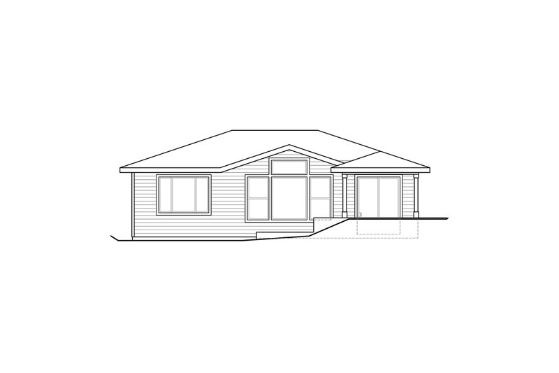 House Plan Design - Exterior - Rear Elevation for Prairie House Plan #124-1279 - 2 bed, 2 bath
