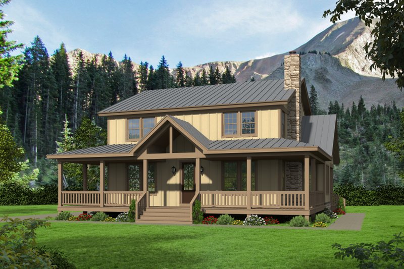 Architectural House Design - Cabin Exterior - Front Elevation Plan #932-44