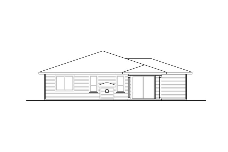 House Blueprint - Exterior - Rear Elevation for Prairie House Plan #124-1192 - 3 bed, 2 bath