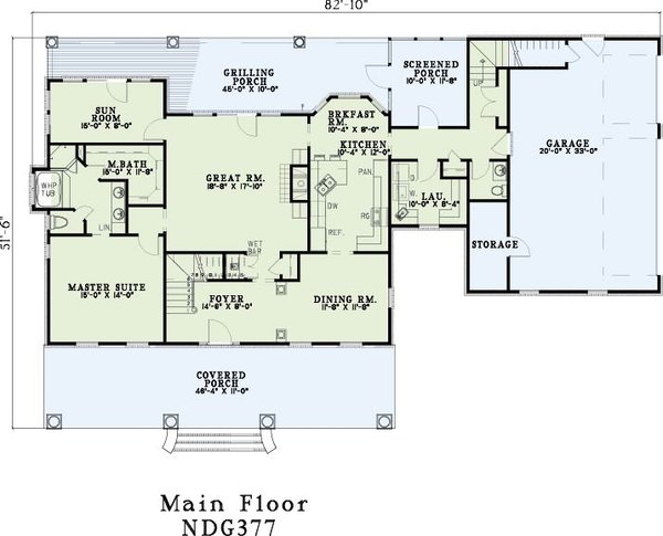 Southern Floor Plan - Main Floor Plan #17-299