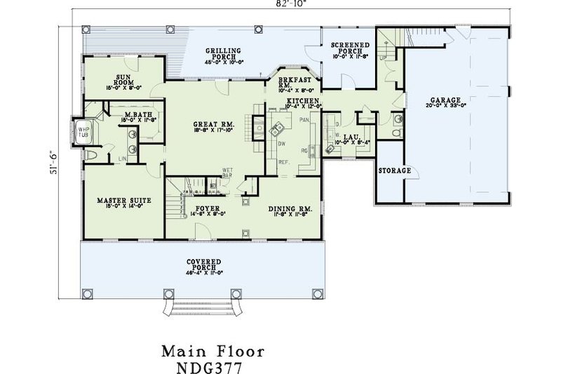 Dream House Plan - Floor Plan - Main Floor for Southern House Plan #17-299 - 4 bed, 3.5 bath