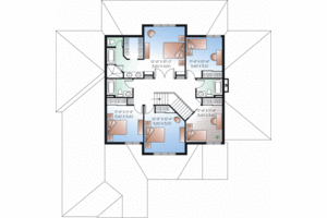 Floor Plan - Upper Floor for Mediterranean House Plan #23-2249 - 6 bed, 4.5 bath