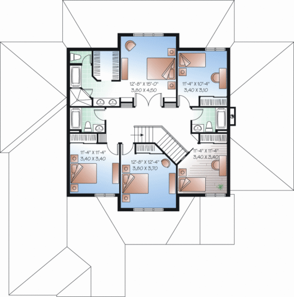 Mediterranean Floor Plan - Upper Floor Plan #23-2249