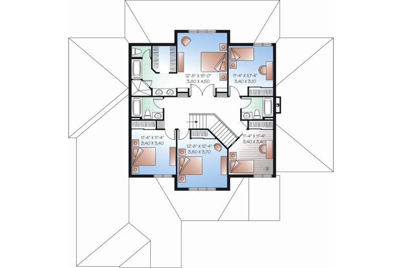 Architectural House Design - Floor Plan - Upper Floor for Mediterranean House Plan #23-2249 - 6 bed, 4.5 bath