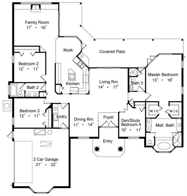 Mediterranean Floor Plan - Main Floor Plan #417-218