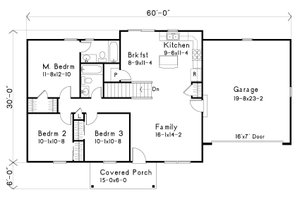 Floor Plan - Main Floor for Ranch House Plan #22-576 - 3 bed, 2 bath