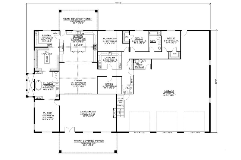 Architectural House Design - Floor Plan - Main Floor for Country House Plan #1064-244 - 3 bed, 2.5 bath