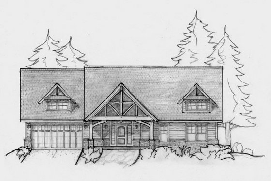 Exterior - Front Elevation for Craftsman House Plan #487-1 - 3 bed, 2 bath
