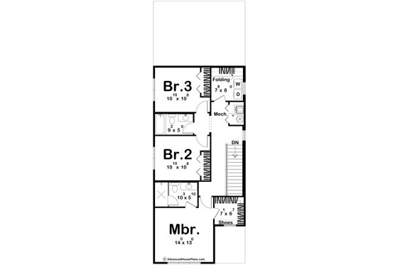 Floor Plan - Upper Floor for Farmhouse House Plan #455-730 - 3 bed, 2.5 bath