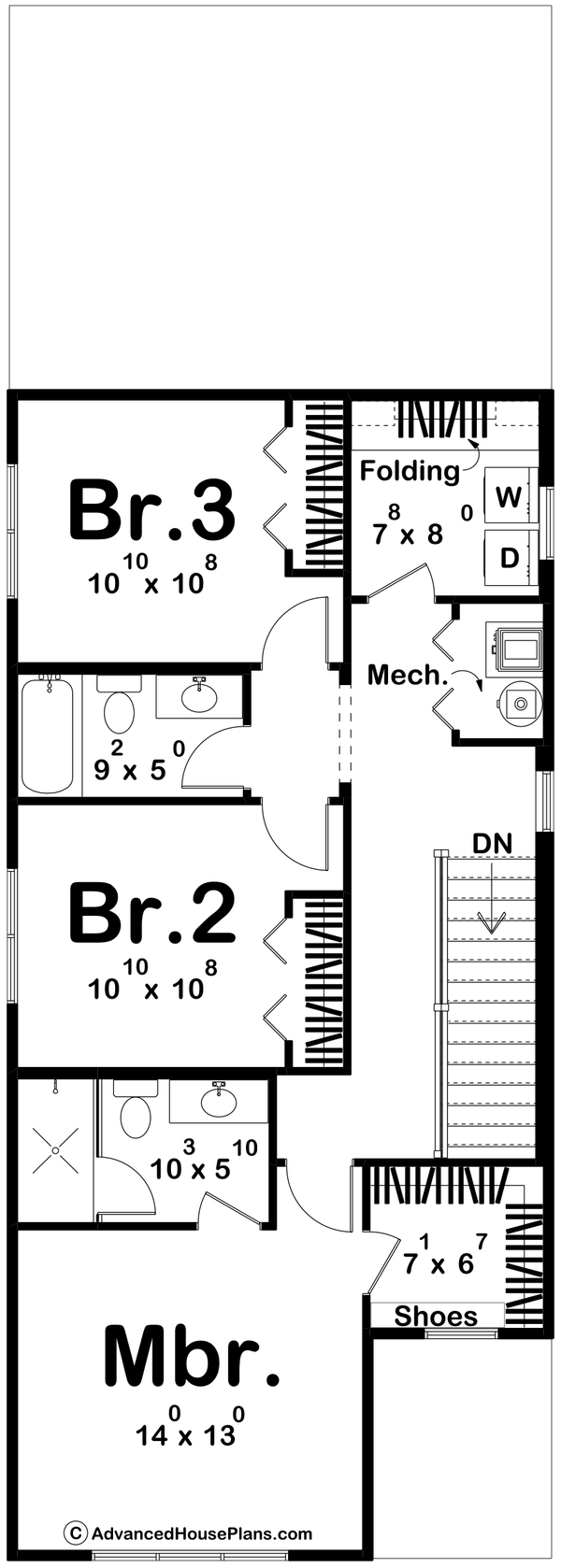 House Blueprint - Farmhouse Floor Plan - Upper Floor Plan #455-730