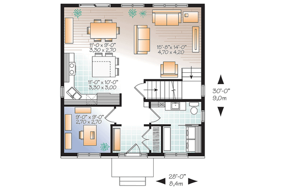 Floor Plan - Main Floor for Traditional House Plan #23-2625 - 3 bed, 1.5 bath