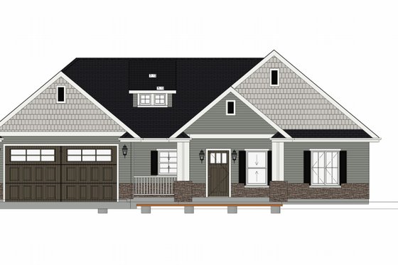 Exterior - Front Elevation for Farmhouse House Plan #1109-18 - 3 bed, 2 bath