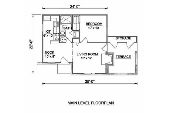 Floor Plan - Main Floor for Tudor House Plan #116-222 - 1 bed, 1 bath