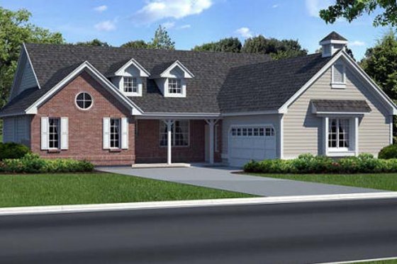 Exterior - Front Elevation for Country House Plan #312-816 - 3 bed, 2 bath