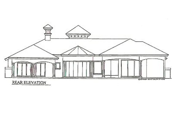 Exterior - Rear Elevation for Mediterranean House Plan #115-109 - 3 bed, 3.5 bath