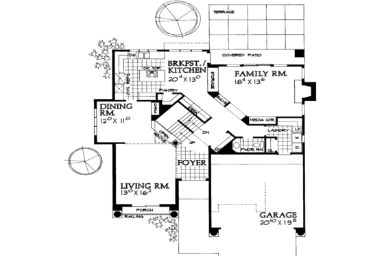 Floor Plan - Main Floor for Traditional House Plan #72-459 - 4 bed, 2.5 bath
