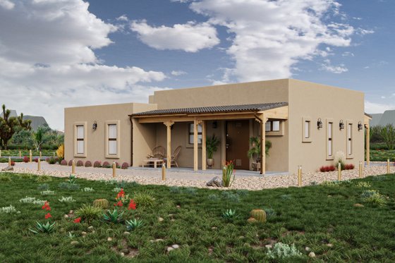 Exterior - Other Elevation 3 for Adobe / Southwestern House Plan #1106-15 - 3 bed, 2 bath