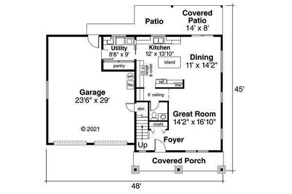 House Plan Design - Craftsman Floor Plan - Main Floor Plan #124-566