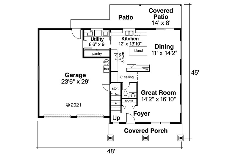 Craftsman Style House Plan - 3 Beds 2.5 Baths 1651 Sq/Ft Plan #124-566 ...