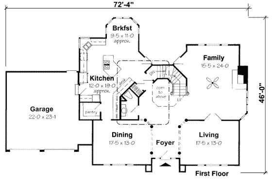 Floor Plan - Main Floor for Traditional House Plan #312-400 - 3 bed, 3.5 bath