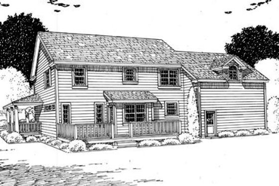 Exterior - Rear Elevation for Country House Plan #312-471 - 4 bed, 2.5 bath