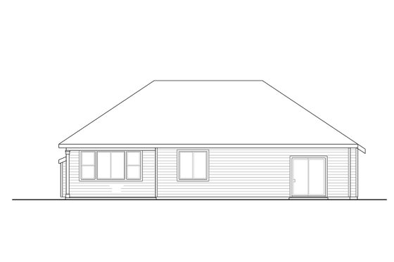 Exterior - Rear Elevation for Ranch House Plan #124-1161 - 3 bed, 2 bath