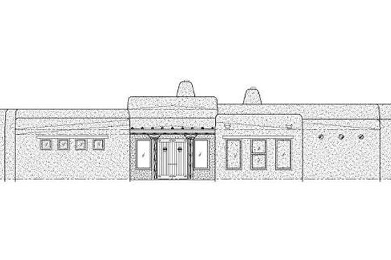 Exterior - Front Elevation for Adobe / Southwestern House Plan #24-281 - 3 bed, 2.5 bath