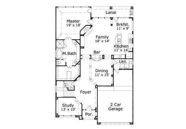 Floor Plan - Main Floor for European House Plan #411-582 - 3 bed, 2.5 bath