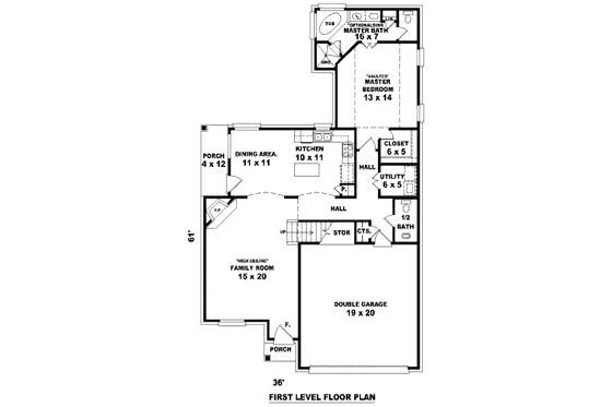 Floor Plan - Main Floor for Traditional House Plan #81-13618 - 3 bed, 2.5 bath