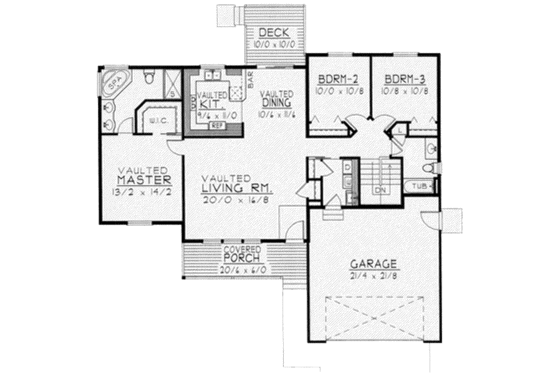 Floor Plan - Main Floor for Ranch House Plan #112-112 - 3 bed, 2 bath