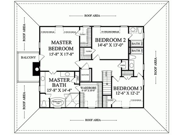 Architectural House Design - Southern Floor Plan - Upper Floor Plan #137-254