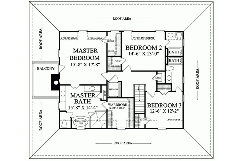 Dream House Plan - Floor Plan - Upper Floor for Southern House Plan #137-254 - 3 bed, 3.5 bath