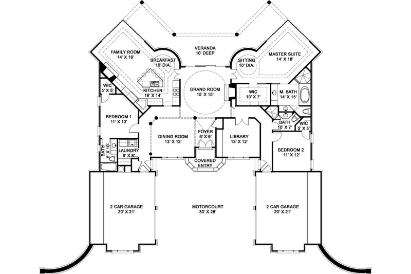 Home Plan - Floor Plan - Main Floor for European House Plan #119-356 - 3 bed, 3 bath