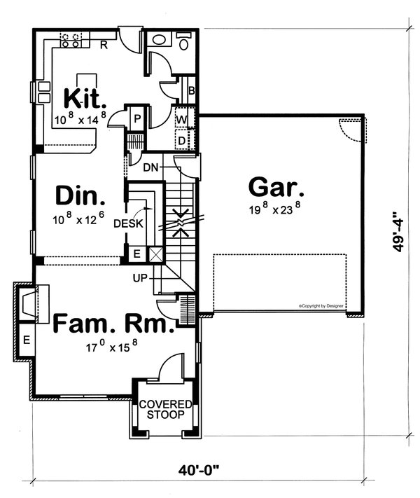 Home Plan - Colonial Floor Plan - Main Floor Plan #20-1226